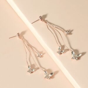 Crystal Butterfly Tassel Earrings