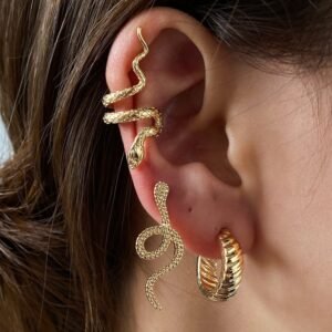 Cross-Border Retro Snake Set Earrings Cold Wind Fashion Three-Piece Earrings Net Red Ins Wind Snake Ear Clip