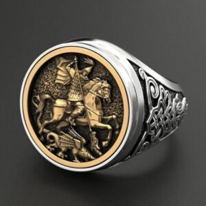Men’s Domineering Knight Silver Plated Finger Ring Day Gift