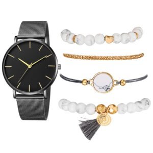 Casual Ladies Watch Alloy Pin Buckle Strap Wrist Watch With Bracelet Combination Spot Wholesale