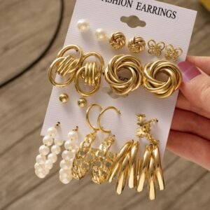 9-piece Set Pearl Pendant Earrings
