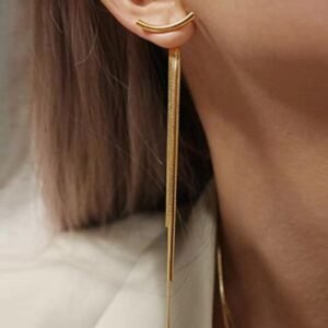 Fringed metal long earrings